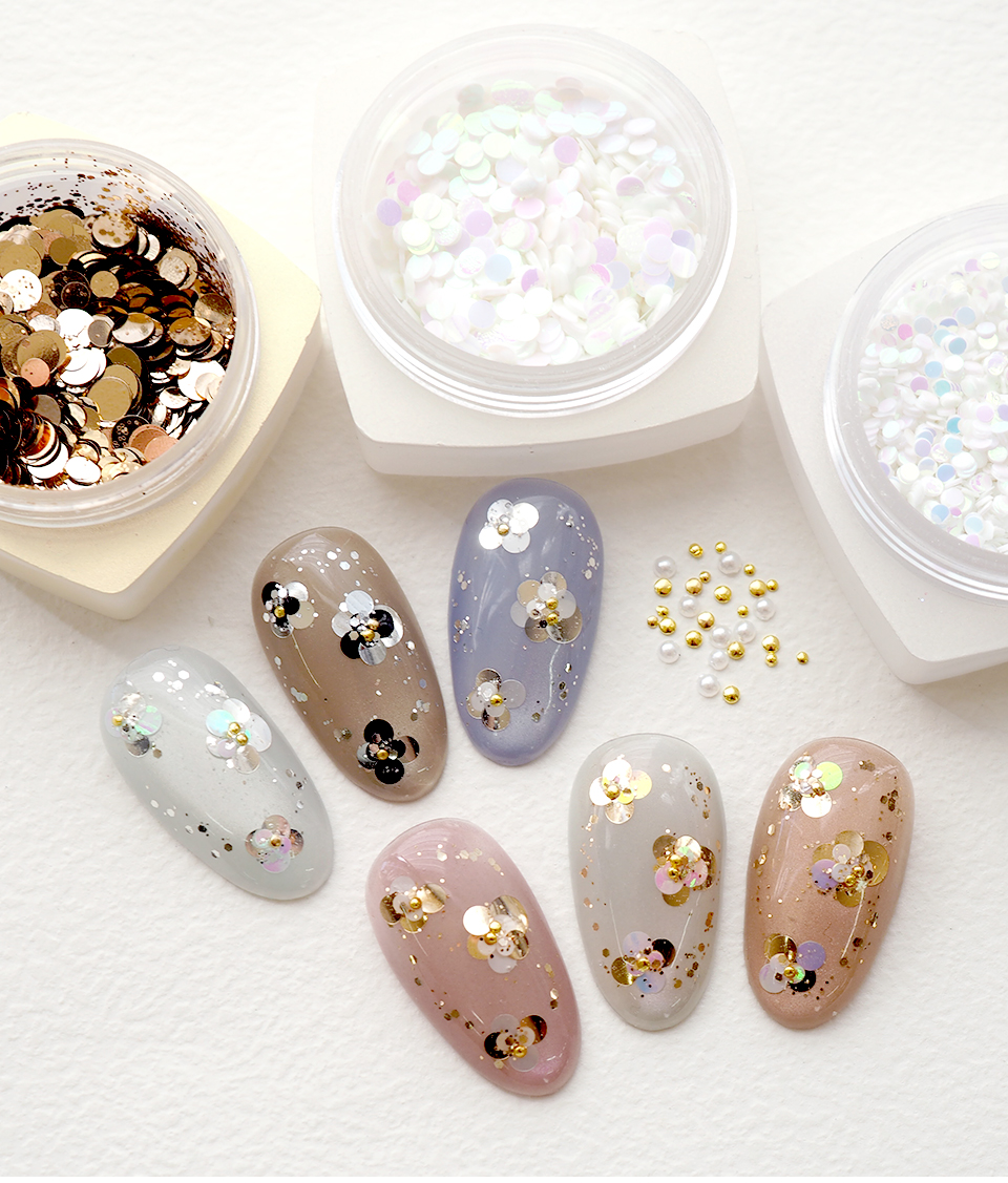 簡単にお花ネイルができる丸ホロアソート