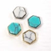 天然石 メタルパーツ ヘキサゴン 約7.0×7.0mm 4個入り カーブ付き