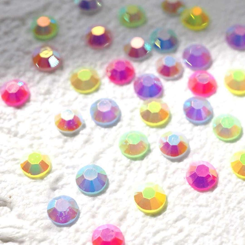 ラインストーン カラー フラットバックラウンド 樹脂 約3.0mm 約2g入り